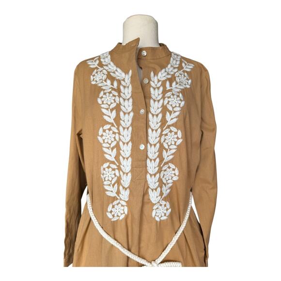 Ex Voto Ivy Caftan Doe Color Ivory Embroidery Off-White Rope Belt NWT Large - Picture 4 of 15